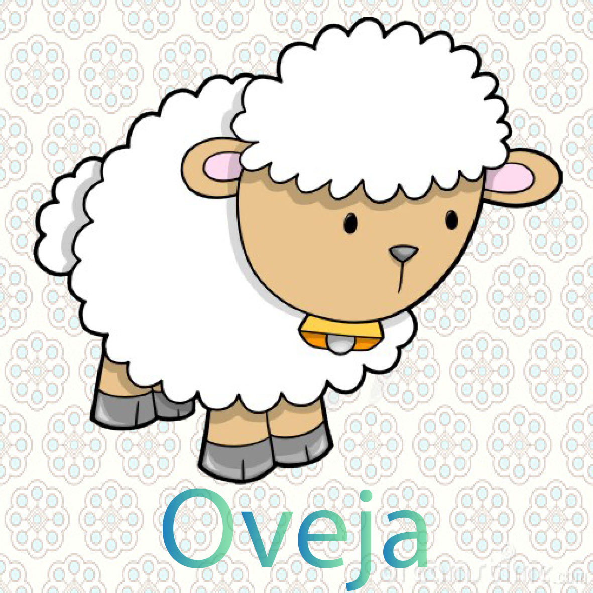 imagen de una oveja, tienen cuatro patas  son los animales que nos dan lana, comen hierva y paja 