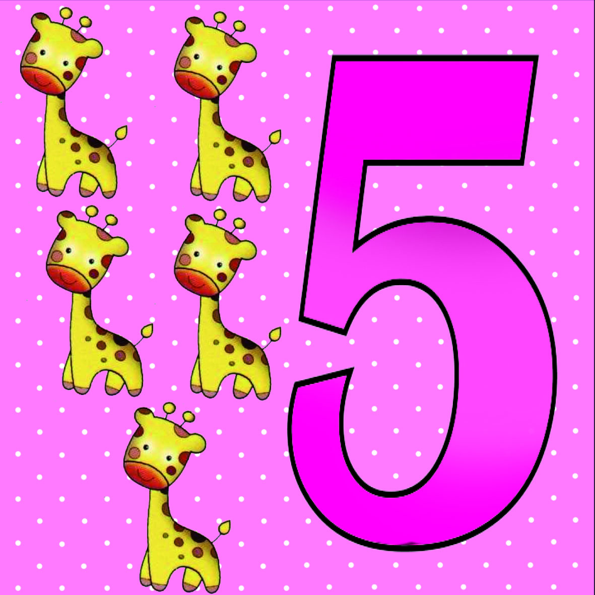 número CINCO ejemplo: CINCO jirafas 