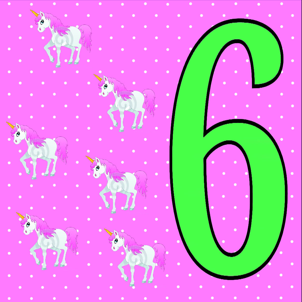 número SEIS ejemplo: SEIS unicornios 